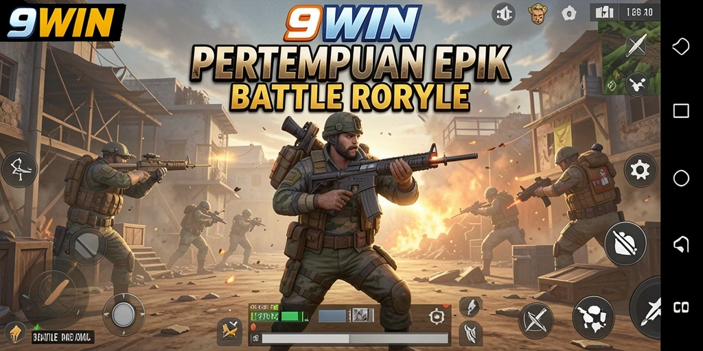 Gambaran gameplay epik dalam pertarungan Battle Royale di 9WIN.