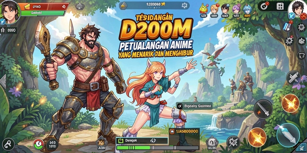 Tampilan gameplay menarik dari D200M dengan karakter Anime menawan.