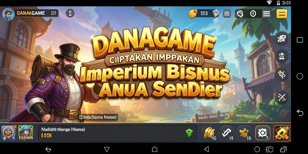Screenshot gameplay <strong>DANAGAME</strong> menampilkan proses pembangunan bisnis yang menarik.