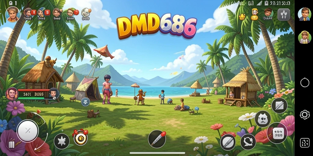 Tangkapan layar gameplay DMD686 yang penuh warna dan interaksi menyenangkan.