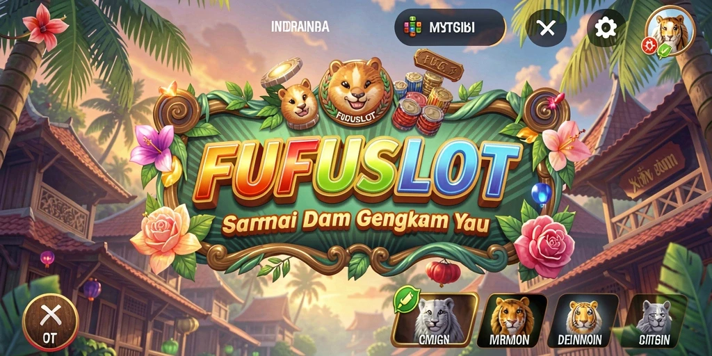 Tampilan gameplay FUFUSLOT yang penuh warna dan ceria.