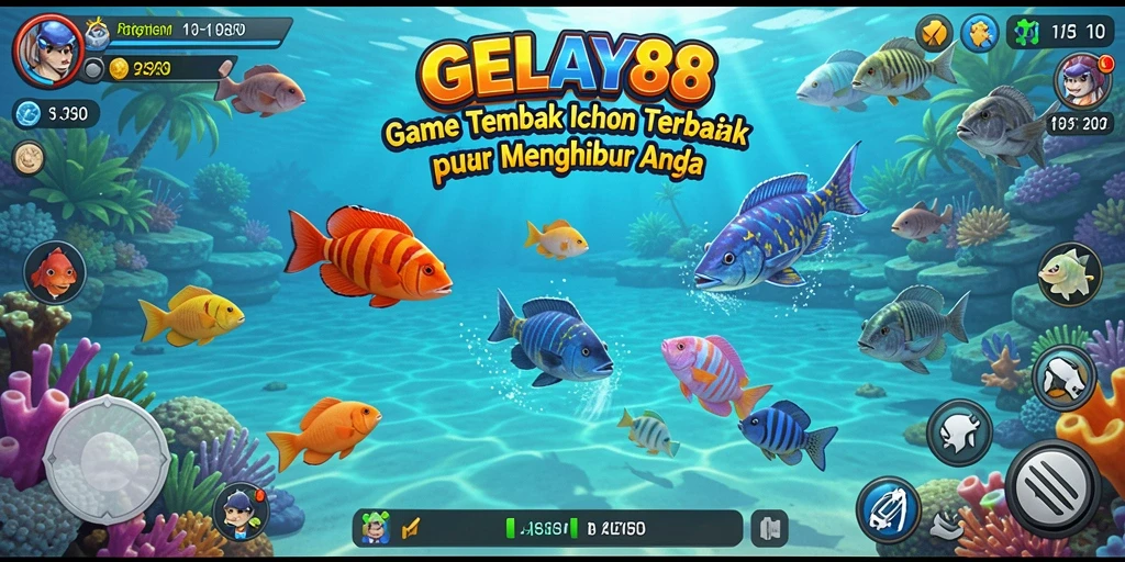 Tampilan seru dari gameplay GELAY88 saat menembak ikan.