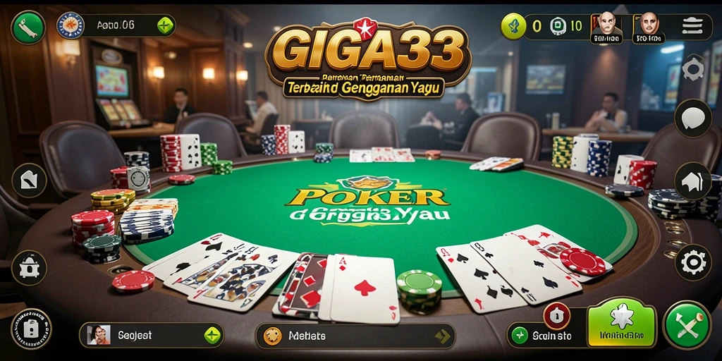 Screenshot gameplay GIGA33 menampilkan aksi seru di meja Poker.