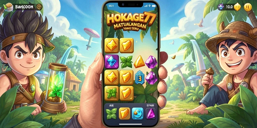 Screenshot HOKAGE77 menampilkan aksi gameplay Match-3 yang seru.