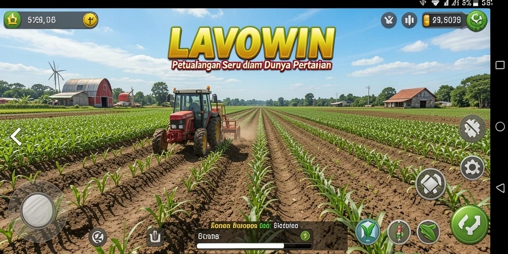 Gameplay menarik dalam LAVOWIN yang memperlihatkan pertanian yang dinamis.