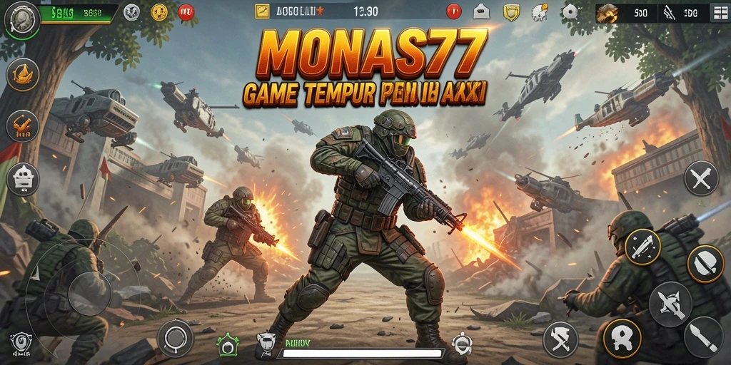 Tampilan gameplay MONAS77 dengan aksi tempur yang seru.