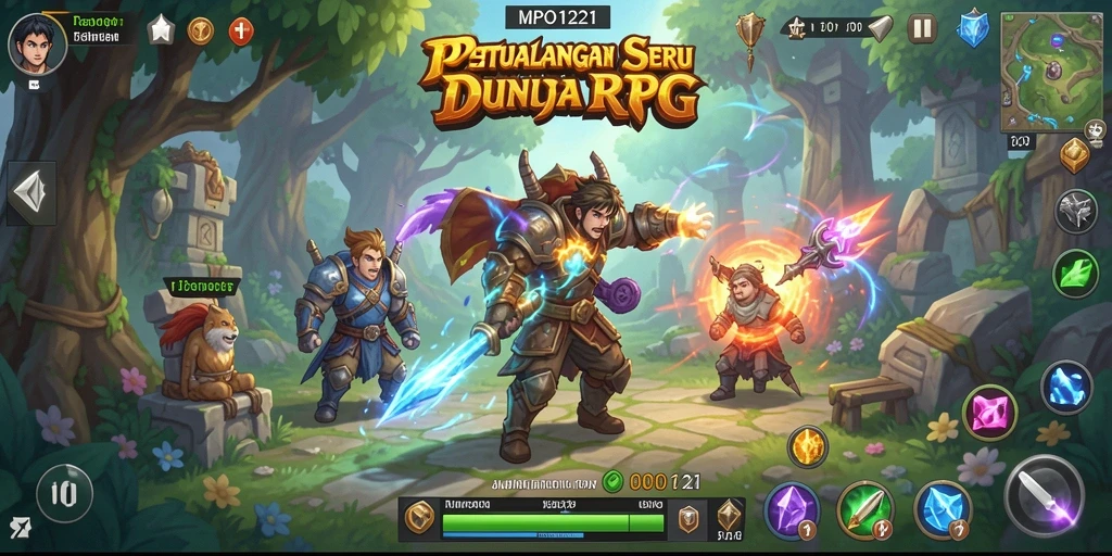 Screenshot MPO1221 memperlihatkan aksi seru dalam pertempuran RPG.