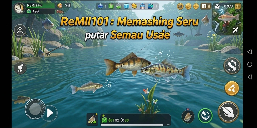 Tampilan menarik gameplay memancing di REMI101.