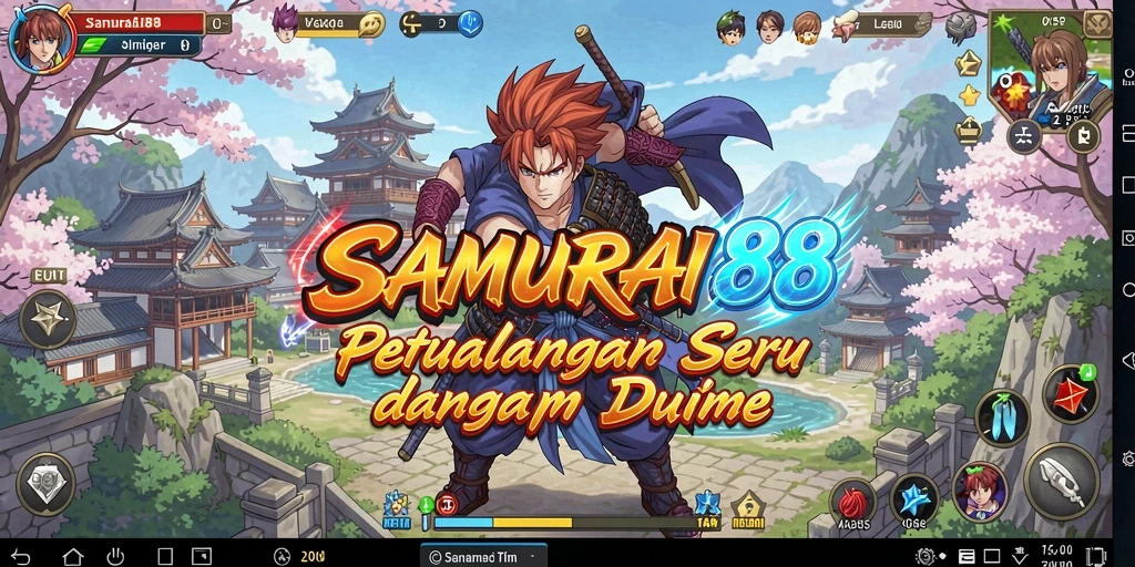 Tangkapan layar gameplay <strong>SAMURAI88</strong> menunjukkan pertempuran epik di dunia anime.